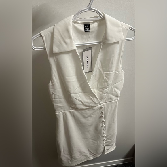 SHEIN BIZwear Solid Button Detail Dress Workwear - Picture 4 of 5